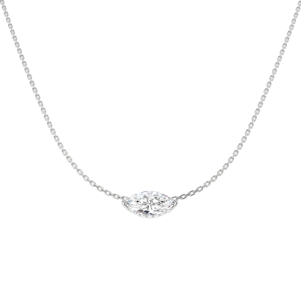 9ct White Gold Marquise Lab Grown Diamond Necklace 1