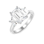 Platinum Emerald Cut and Trapezoid Lab Grown Diamond Ring 1