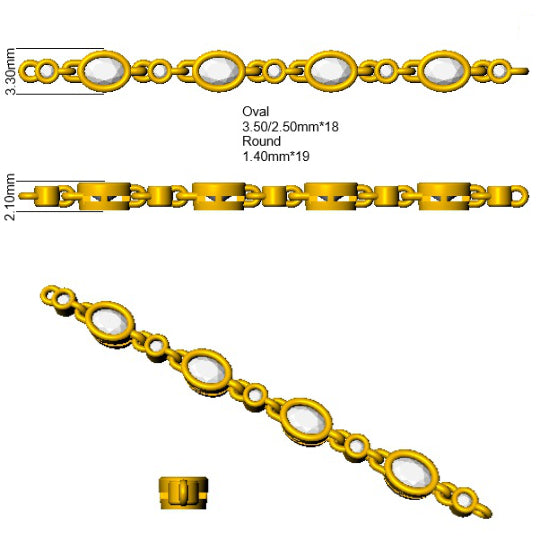 9ct Yellow Gold Oval Lab Grown Diamond Bracelet 2