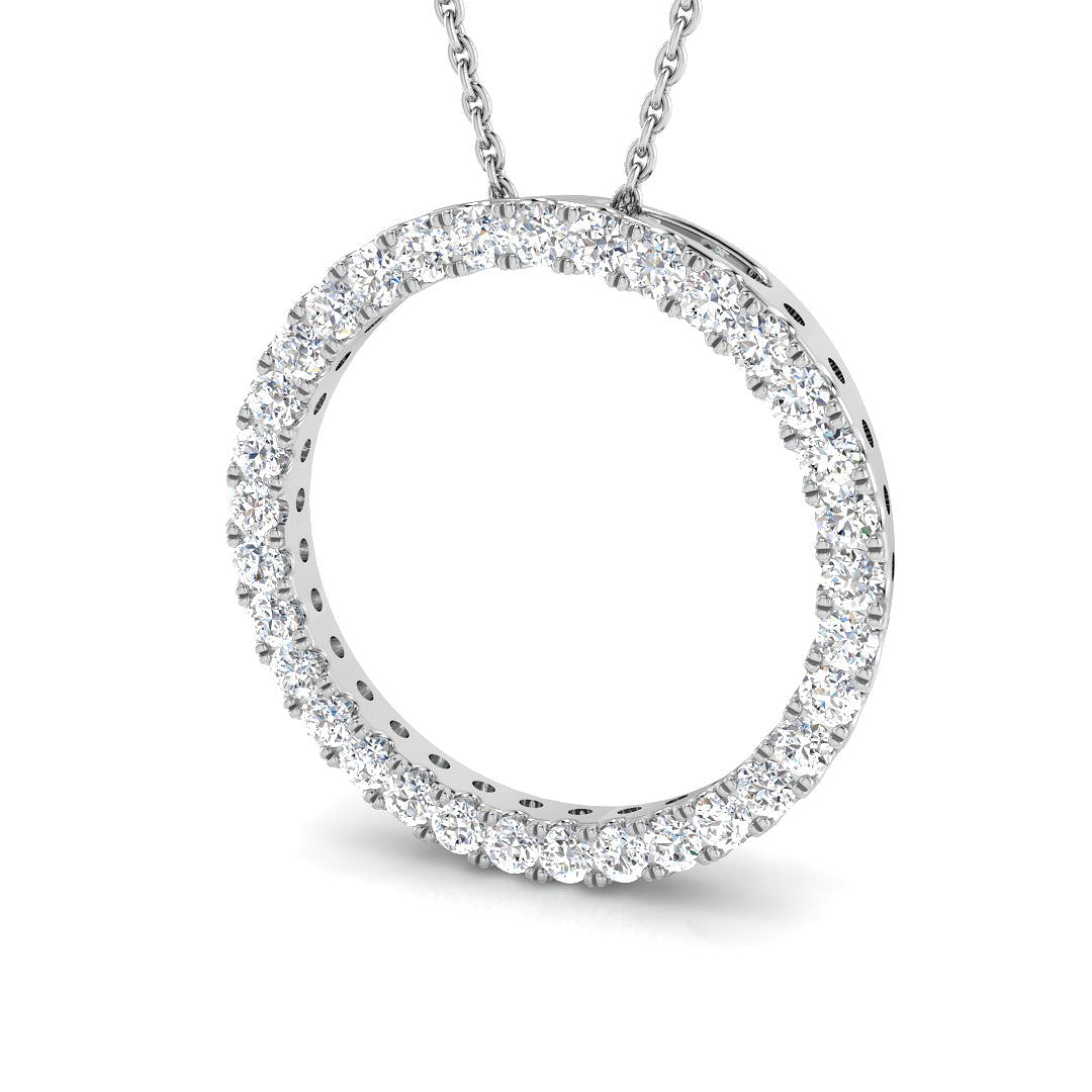 9ct White Gold Round Lab Grown Diamond Pendant 1