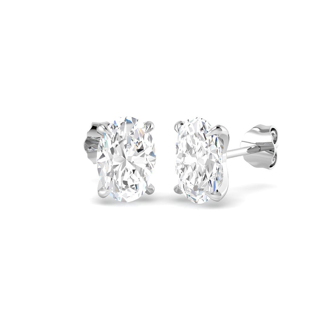 9ct White Gold Oval Lab Grown Diamond Earrings 1