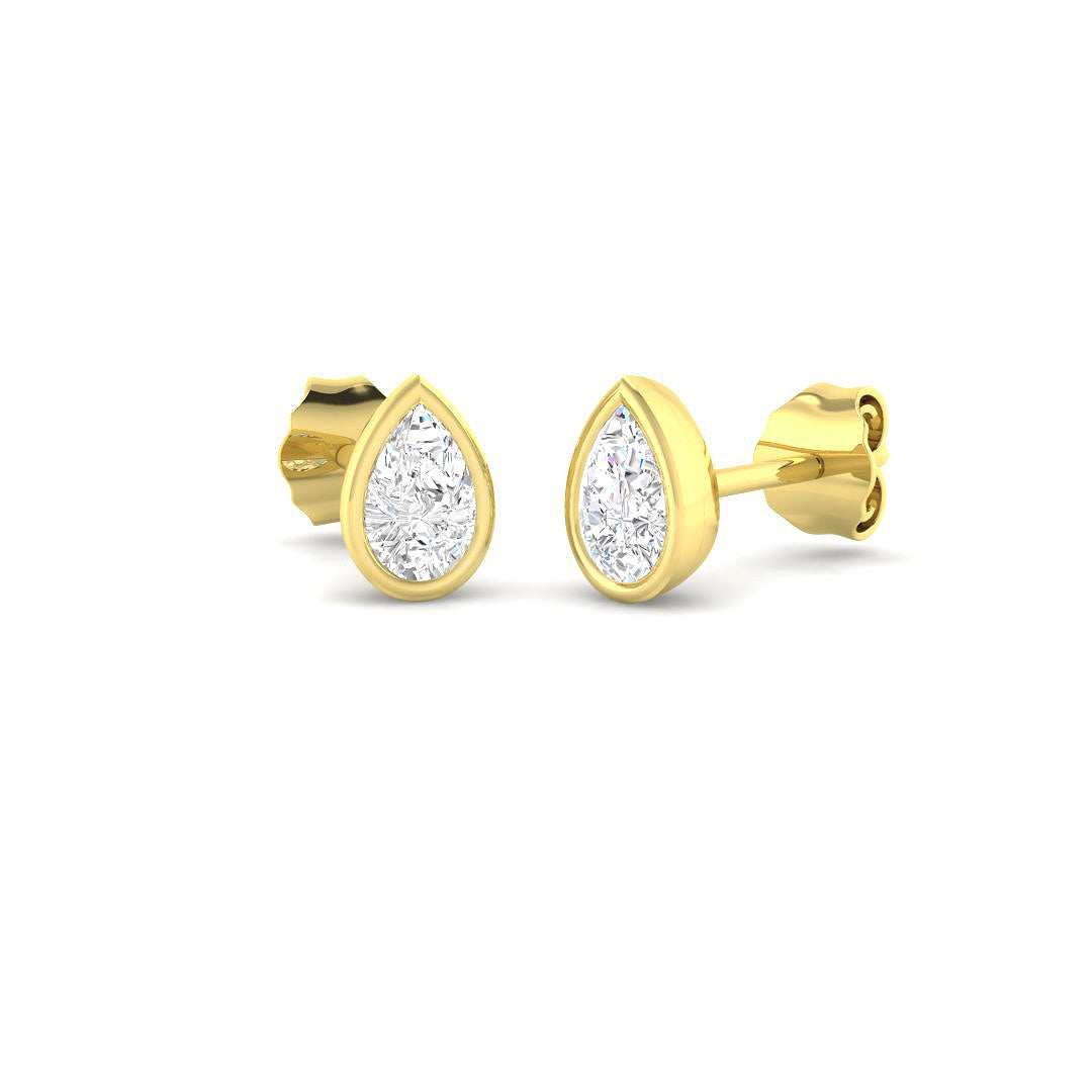 9ct Yellow Gold Pear Lab Grown Diamond Earrings 1