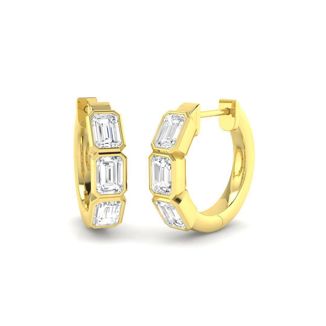 9ct Yellow Gold Emerald Cut Lab Grown Diamond Earrings 1
