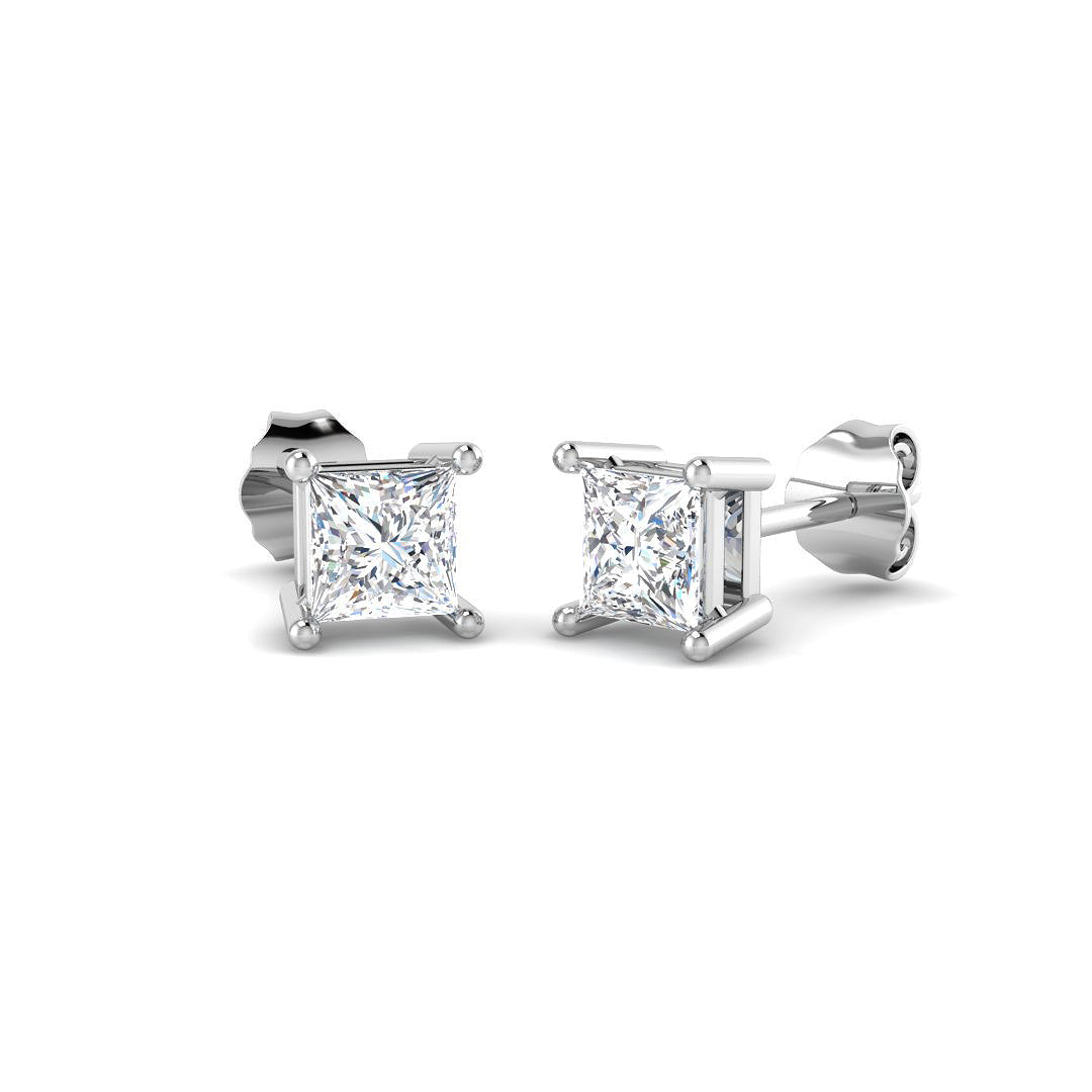 9ct White Gold Princess Lab Grown Diamond Earrings 1