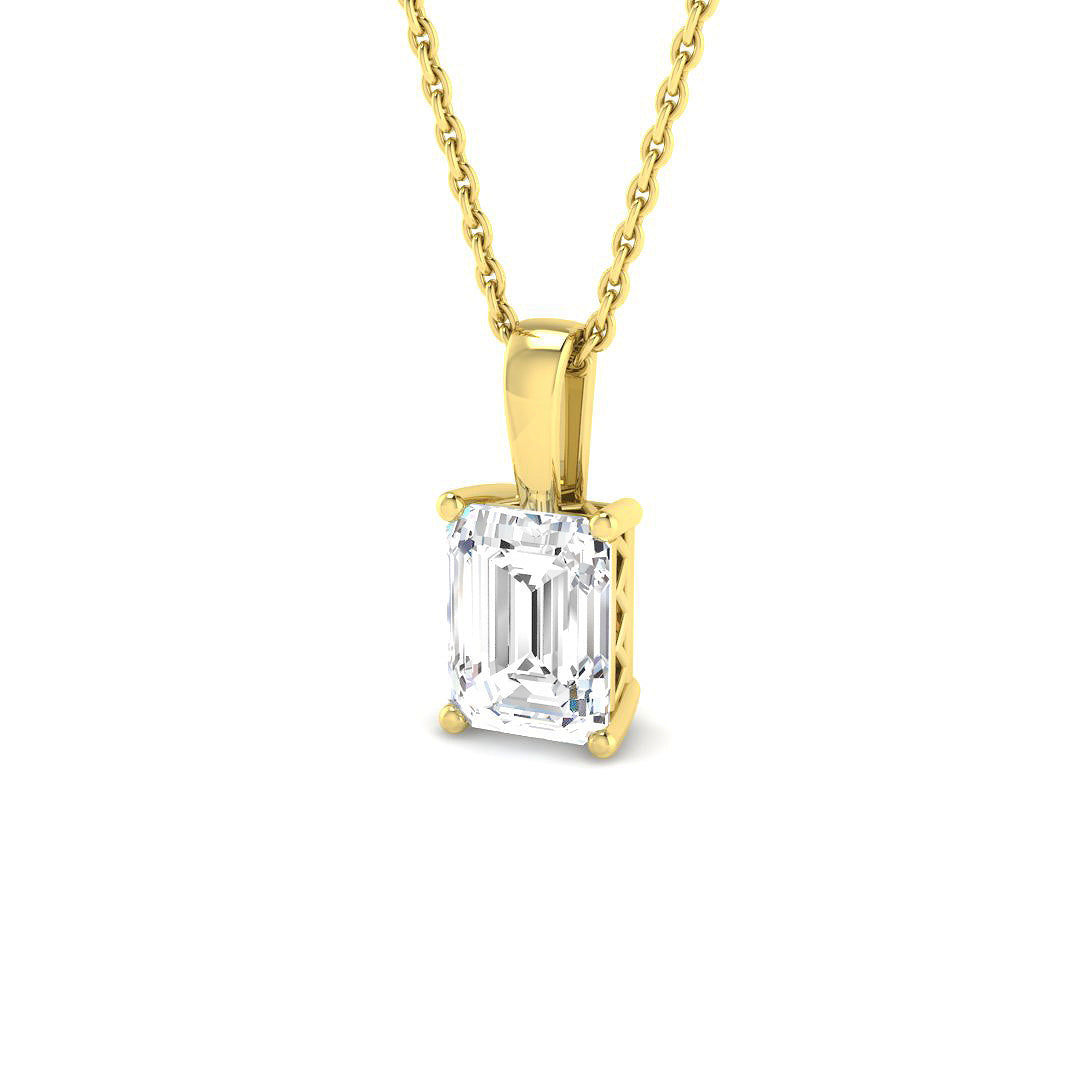 9ct Yellow Gold Emerald Cut Lab Grown Diamond Pendant 1