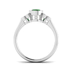 9ct White Gold Oval Emerald and Diamond Ring 2