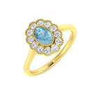 9ct Yellow Gold Oval Aquamarine and Diamond Ring 1