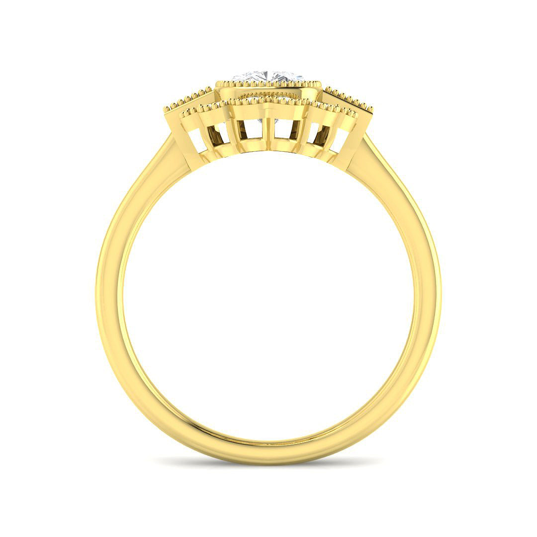 9ct Yellow Gold Baguette and Cushion Cvd Old Cut and Lab Grown Diamond Ring 2