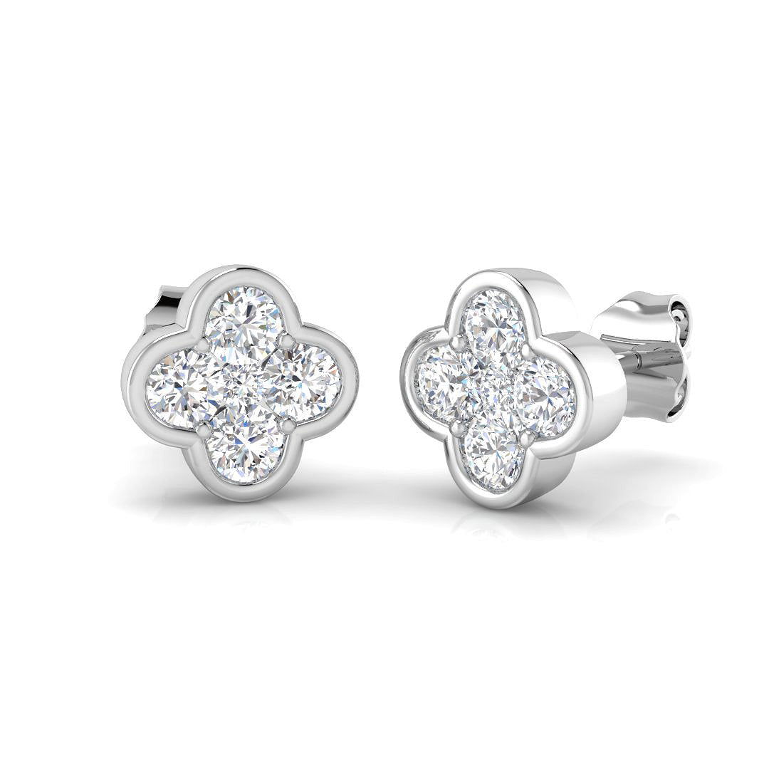 9ct White Gold Round Lab Grown Diamond Earrings 1