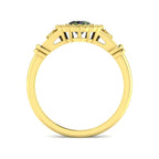 9ct Yellow Gold Oval Teal Sapphire and Diamond Ring 2