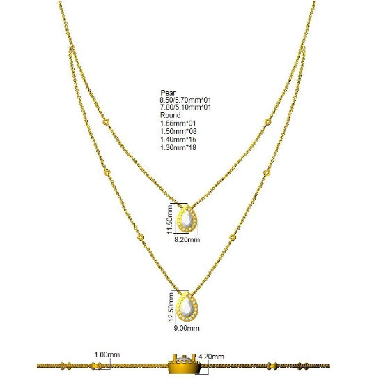 9ct White Gold Pear Lab Grown Diamond Necklace 2
