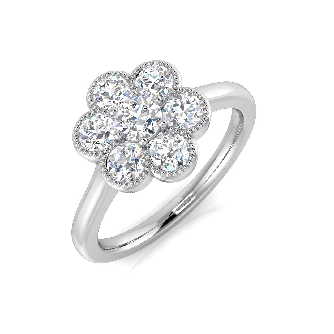 9ct White Gold Round Lab Grown Diamond Ring 1