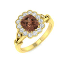 9ct Yellow Gold Cushion Brown Diamond and Diamond Ring 1