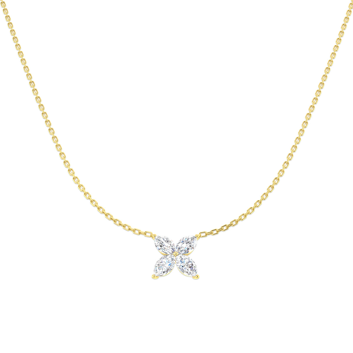 9ct Yellow Gold Marquise Lab Grown Diamond Necklace 1