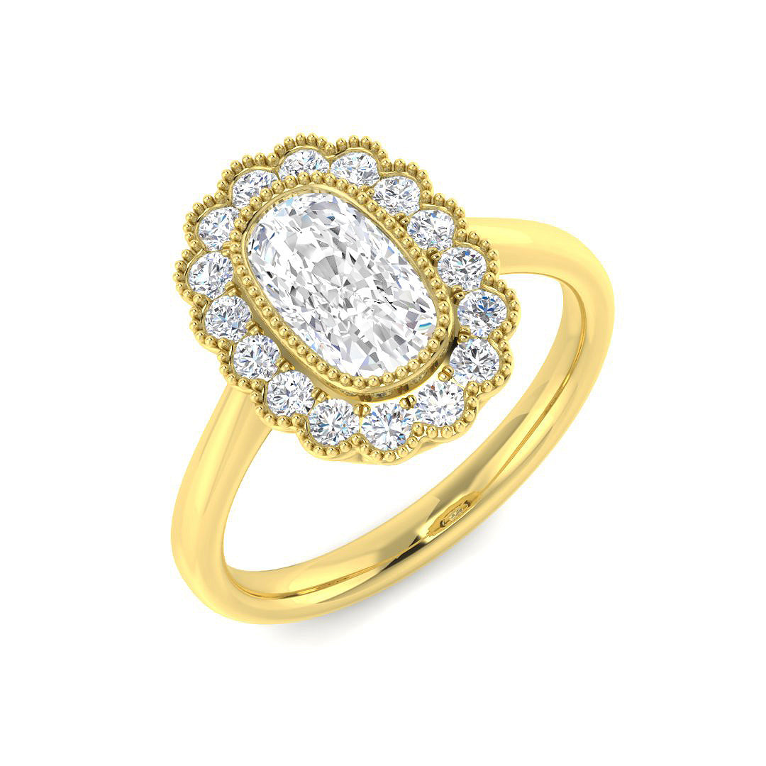 9ct Yellow Gold Cushion Cvd Old Cut Ring 1