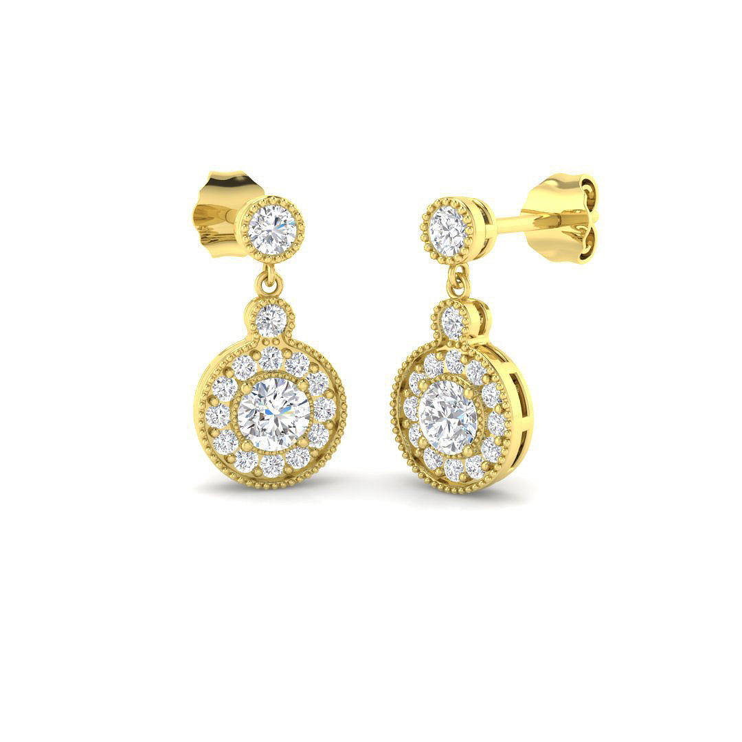 9ct Yellow Gold Round Lab Grown Diamond Earrings 1