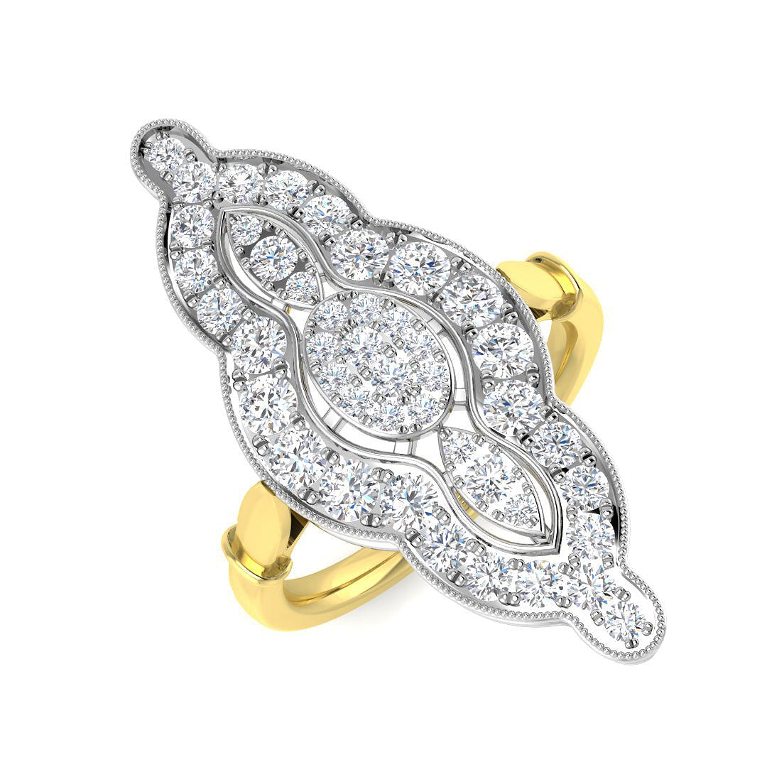 9ct Two Tone Round Lab Grown Diamond Ring 1