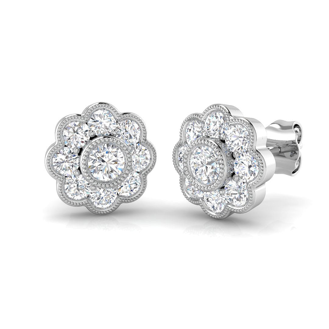 9ct White Gold Round Lab Grown Diamond Earrings 1
