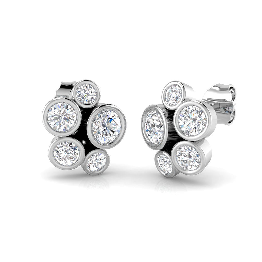 9ct White Gold Round Lab Grown Diamond Earrings 1