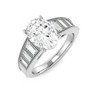 9ct White Gold Baguette and Oval Lab Grown Diamond Ring 1