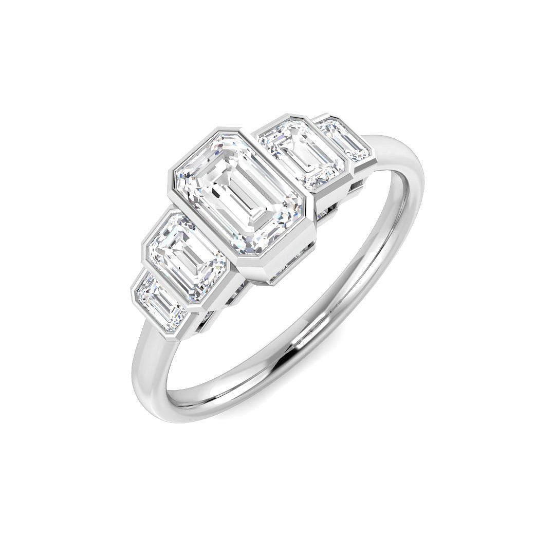 9ct White Gold Emerald Cut Lab Grown Diamond Ring 1