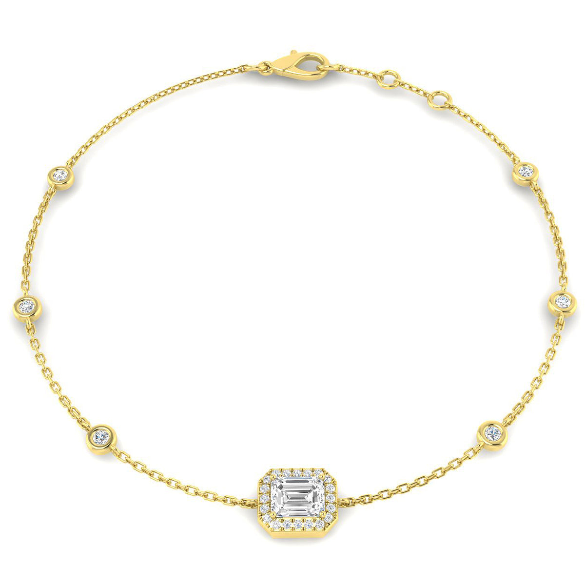 9ct Yellow Gold Emerald Cut Lab Grown Diamond Bracelet 1