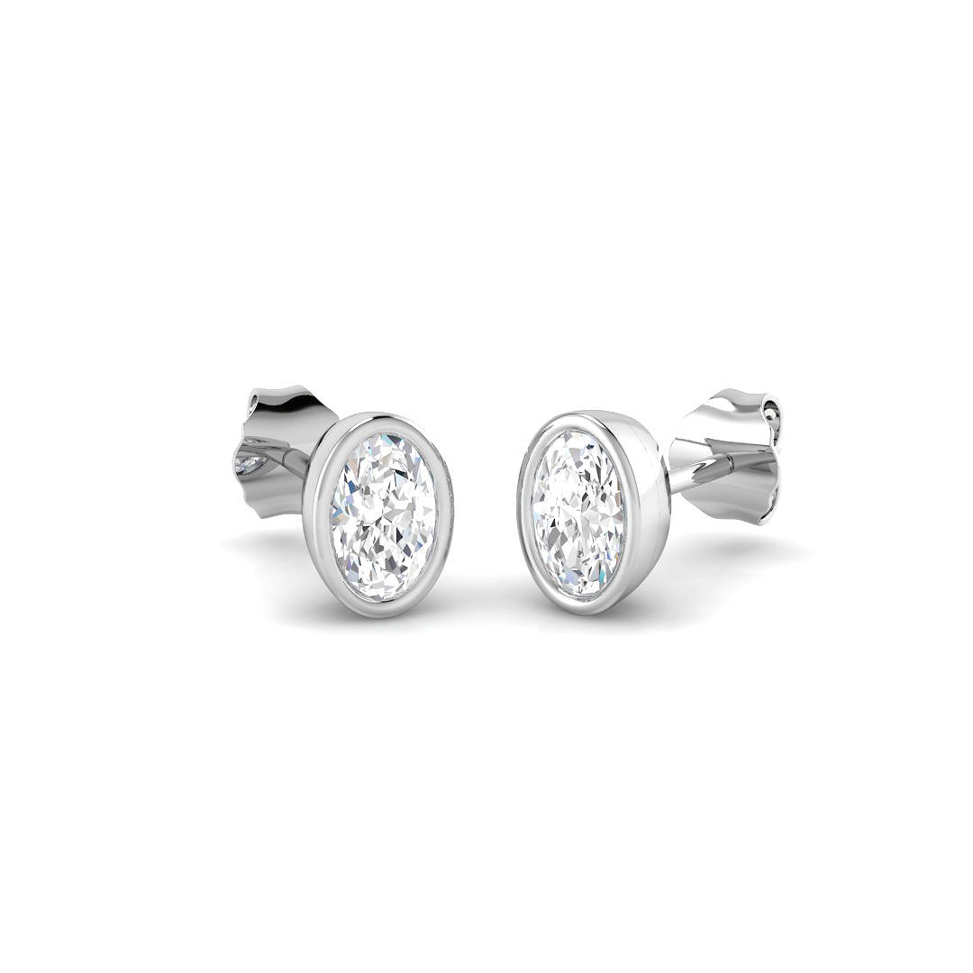 9ct White Gold Oval Lab Grown Diamond Earrings 1