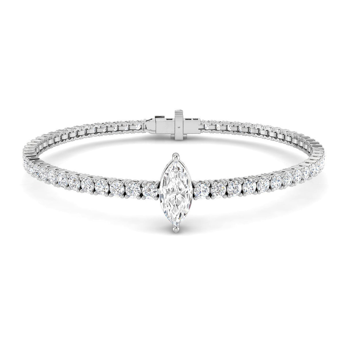 9ct White Gold Marquise Lab Grown Diamond Bracelet 1