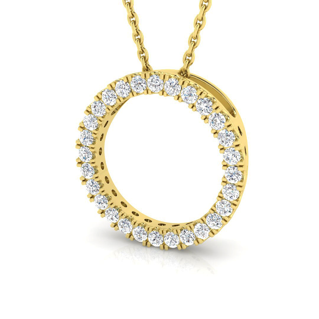 9ct Yellow Gold Round Lab Grown Diamond Pendant 1