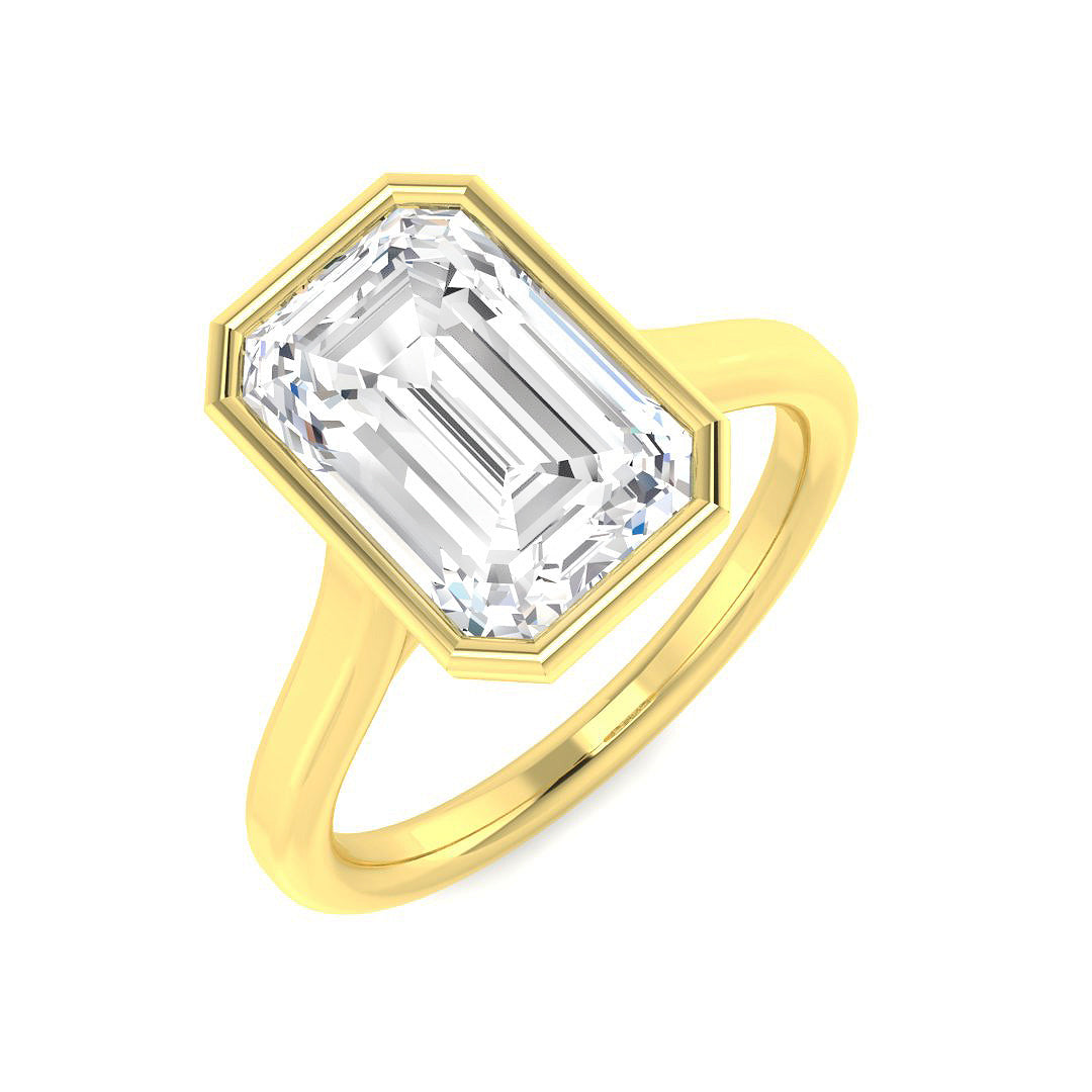 9ct Yellow Gold Emerald Cut Lab Grown Diamond Ring 1