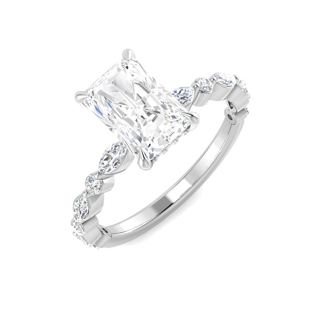 9ct White Gold Marquise and Radiant Lab Grown Diamond Ring 4