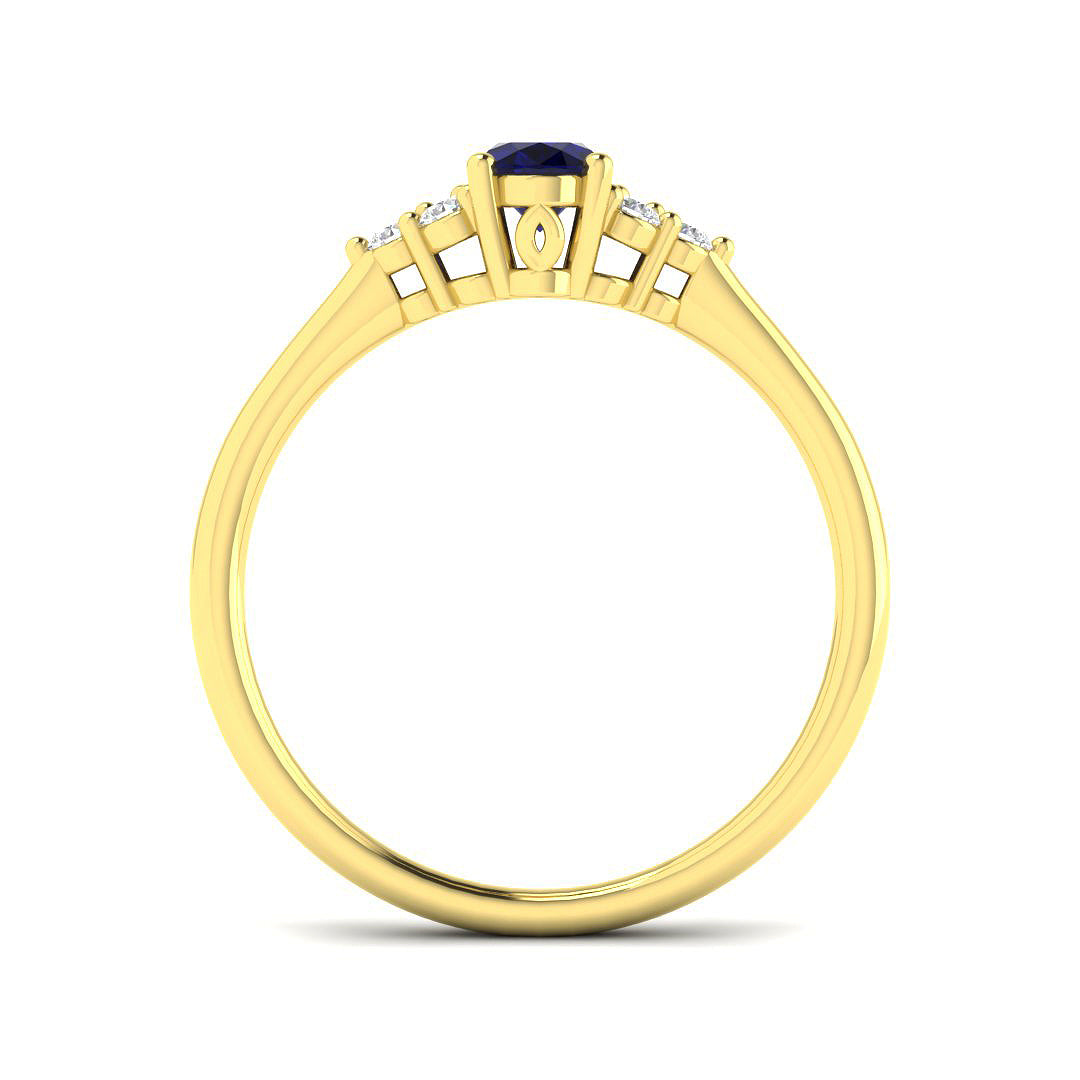 9ct Yellow Gold Oval Blue Sapphire and Diamond Ring 2