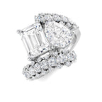 18ct White Gold Emerald Cut and Pear Lab Grown Diamond Ring 1