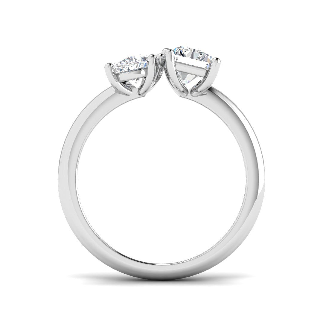 18ct White Gold Pear and Radiant Lab Grown Diamond Ring 2