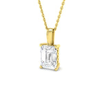 9ct Yellow Gold Emerald Cut Lab Grown Diamond Pendant 1
