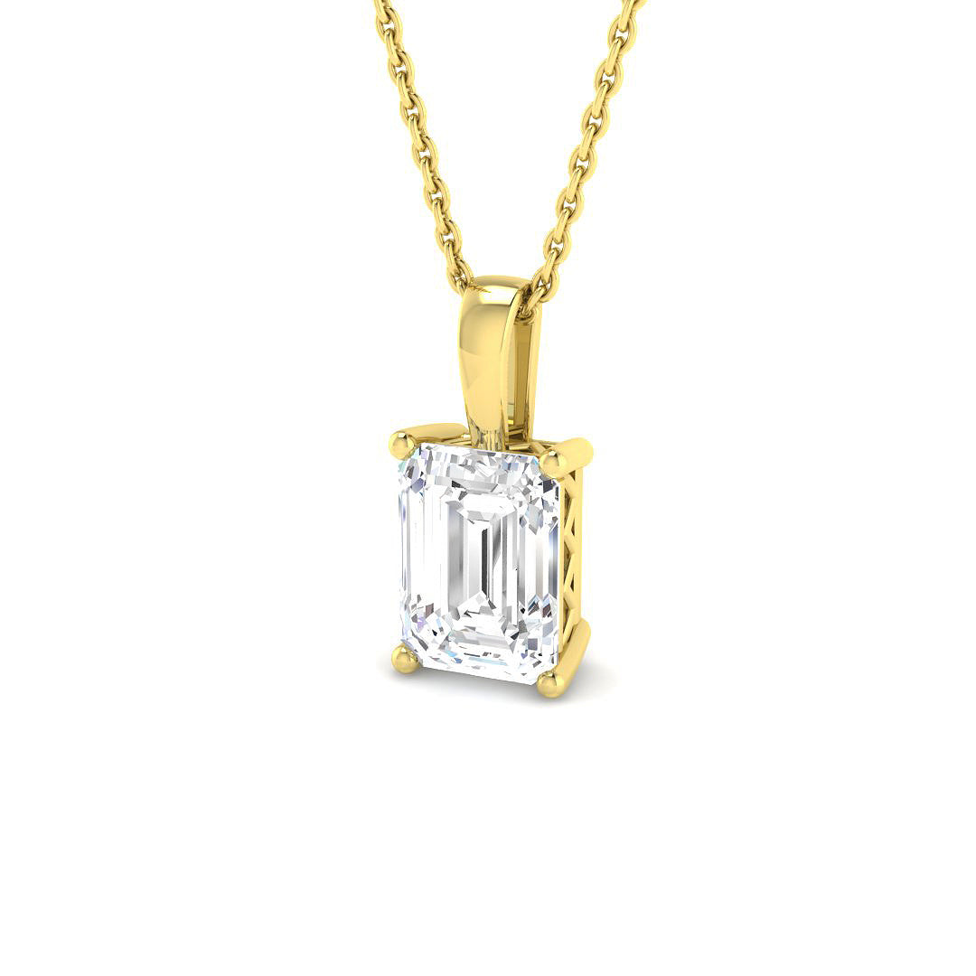 9ct Yellow Gold Emerald Cut Lab Grown Diamond Pendant 1