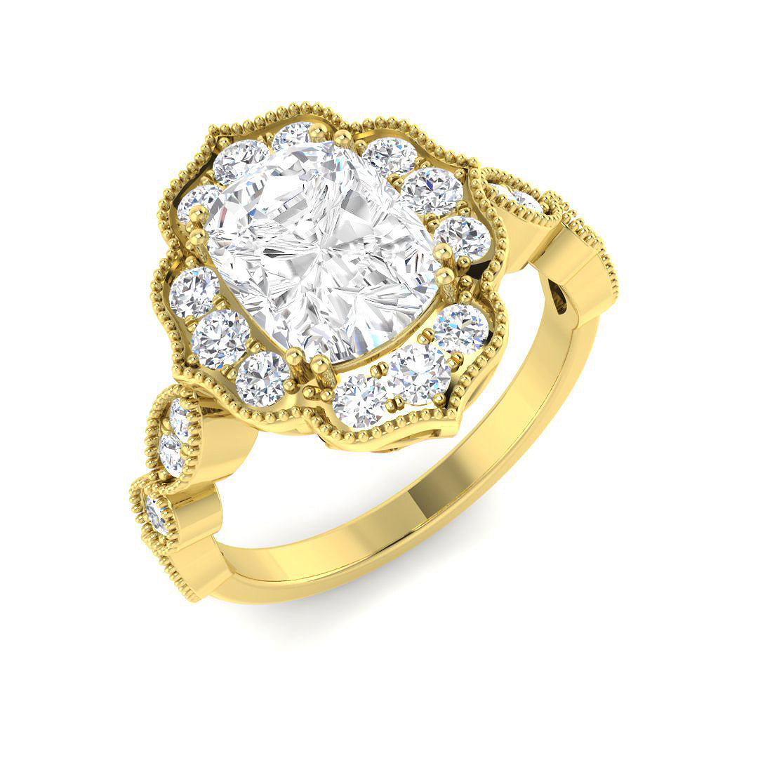 9ct Yellow Gold Cushion Cvd Old Cut Ring 1