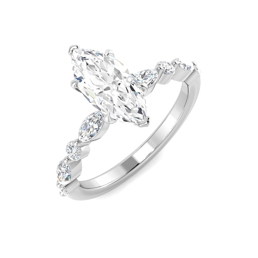 9ct White Gold Marquise Lab Grown Diamond Ring 1