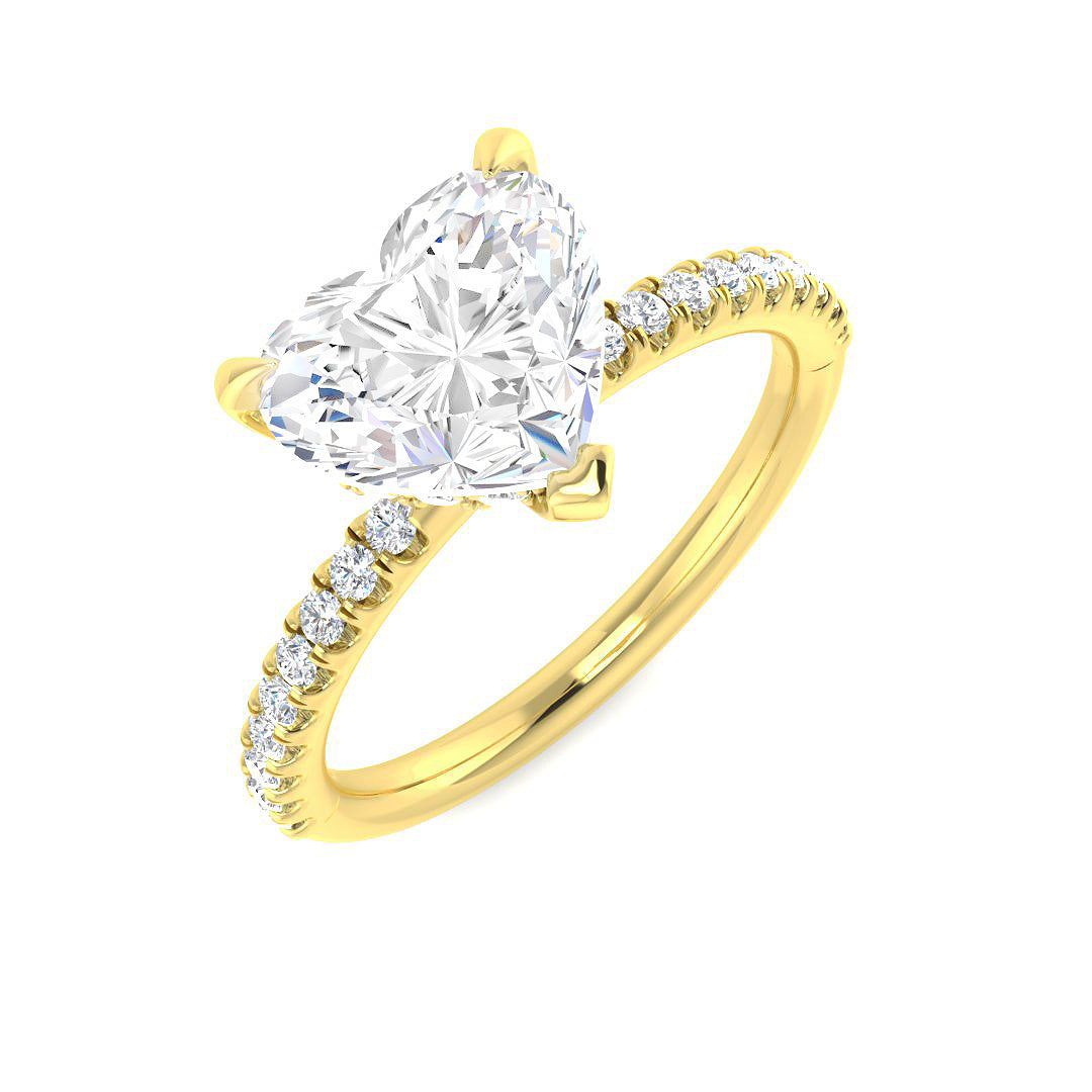 9ct Yellow Gold Heart Lab Grown Diamond Ring 1