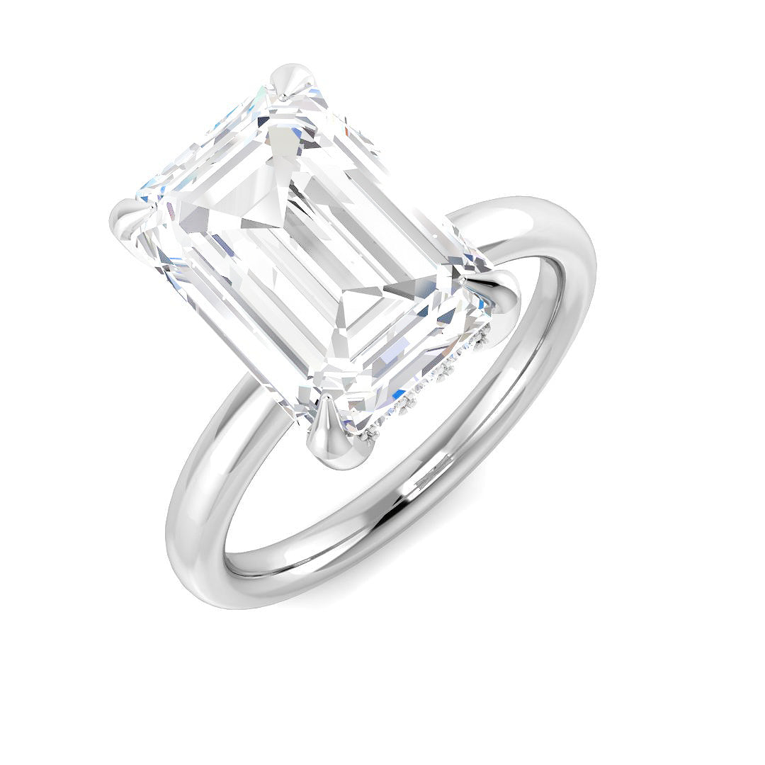 9ct White Gold Emerald Cut Lab Grown Diamond Ring 1