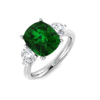 Platinum Cushion Emerald and Diamond Ring 1