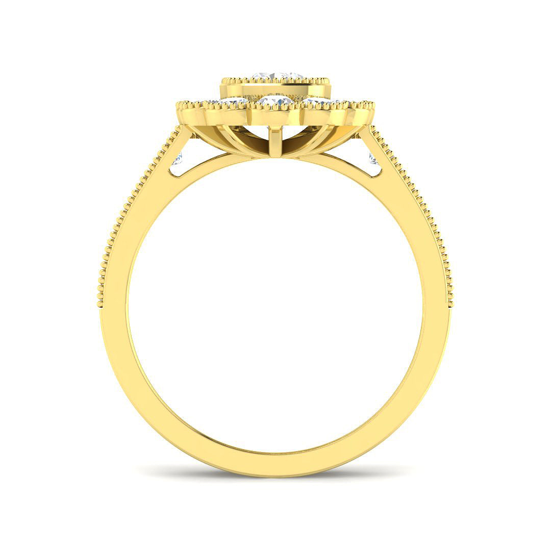 9ct Yellow Gold Cushion Cvd Old Cut Ring 2