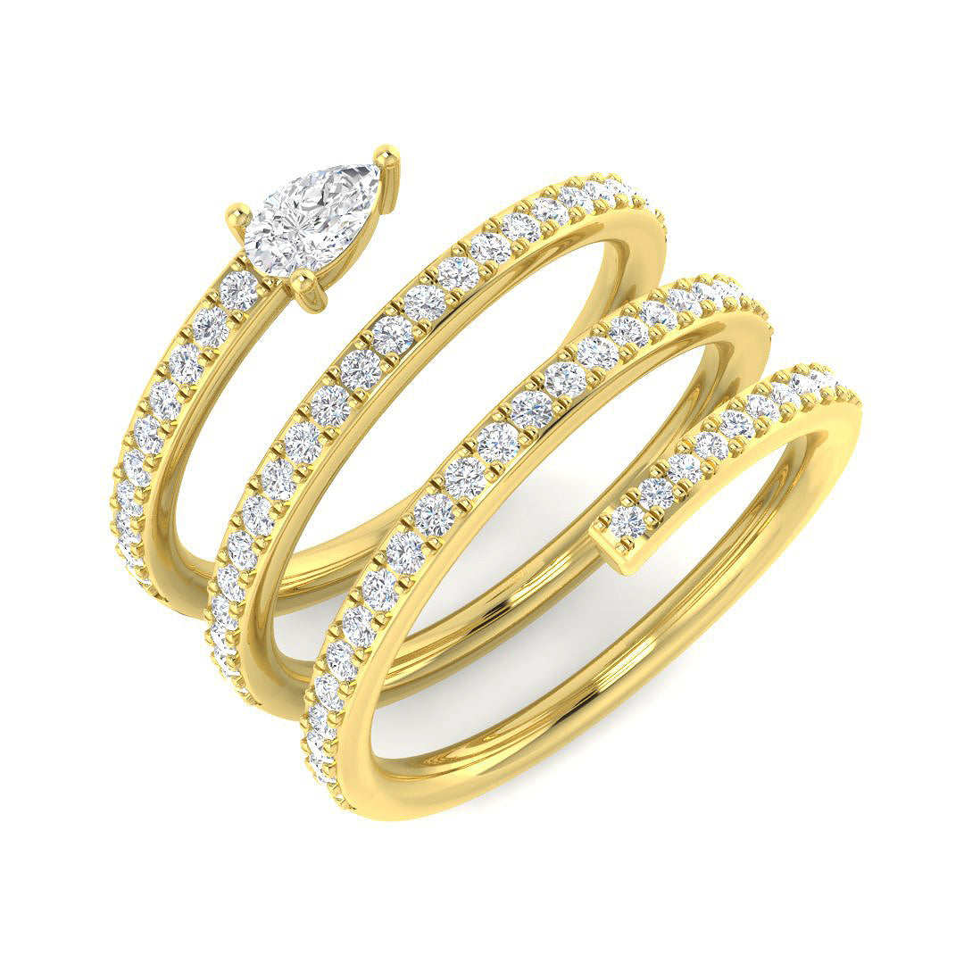 9ct Yellow Gold Pear Lab Grown Diamond Ring 1