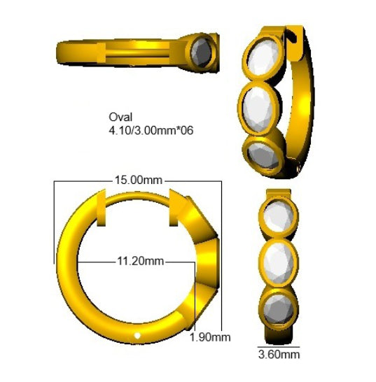 9ct Yellow Gold Oval Lab Grown Diamond Earrings 2