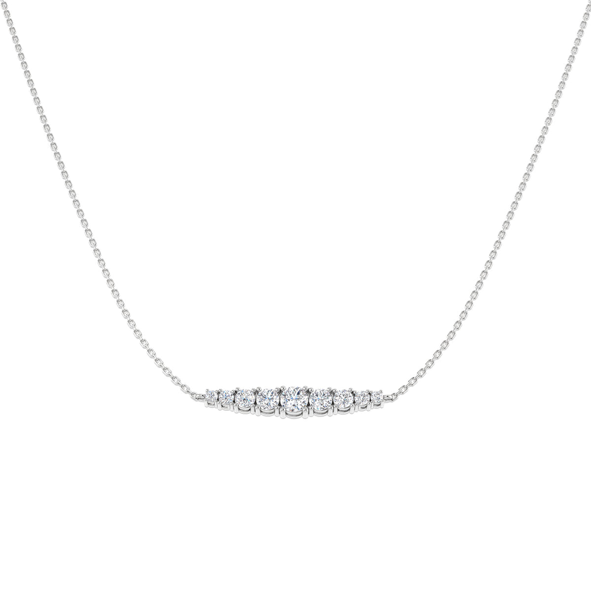 9ct White Gold Round Lab Grown Diamond Necklace 1