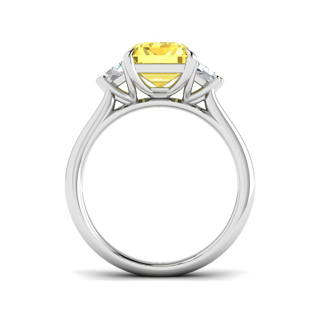 Platinum Cadillac and Radiant Lab Grown Diamond and Lab Yellow Diamond Ring 2