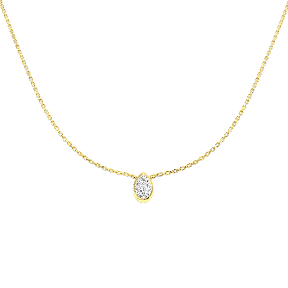 9ct Yellow Gold Pear Lab Grown Diamond Necklace 1