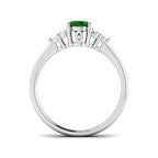 9ct White Gold Oval Emerald and Diamond Ring 2