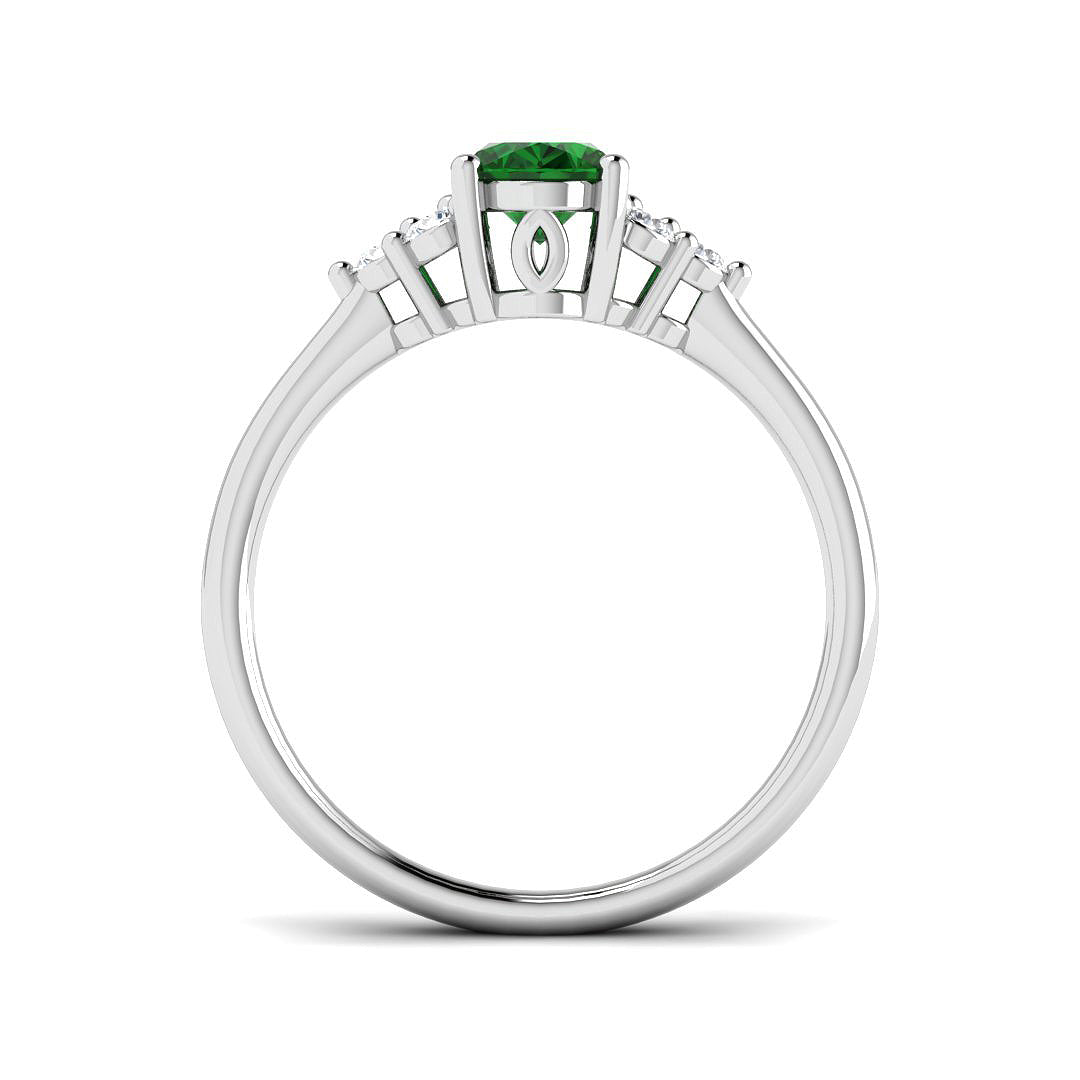 9ct White Gold Oval Emerald and Diamond Ring 2