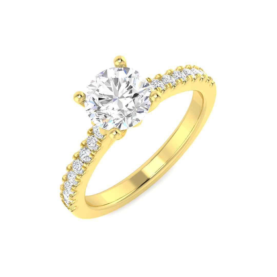 18ct Yellow Gold Round Lab Grown Diamond Ring 1